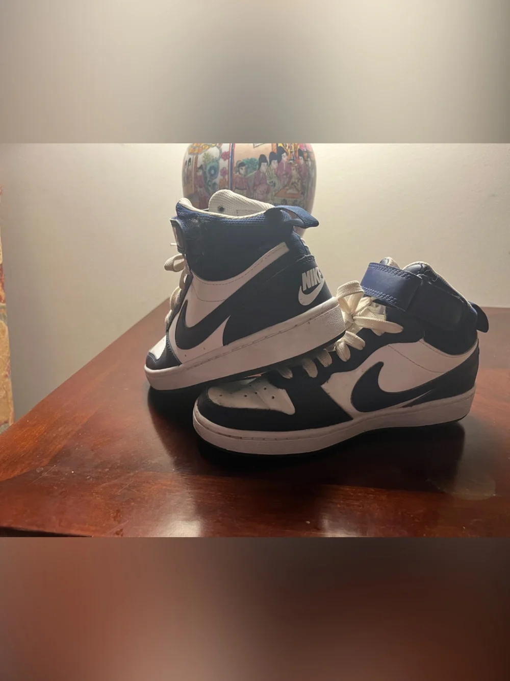 Nike Kids High-Top Sneakers in Black, White and Navy
